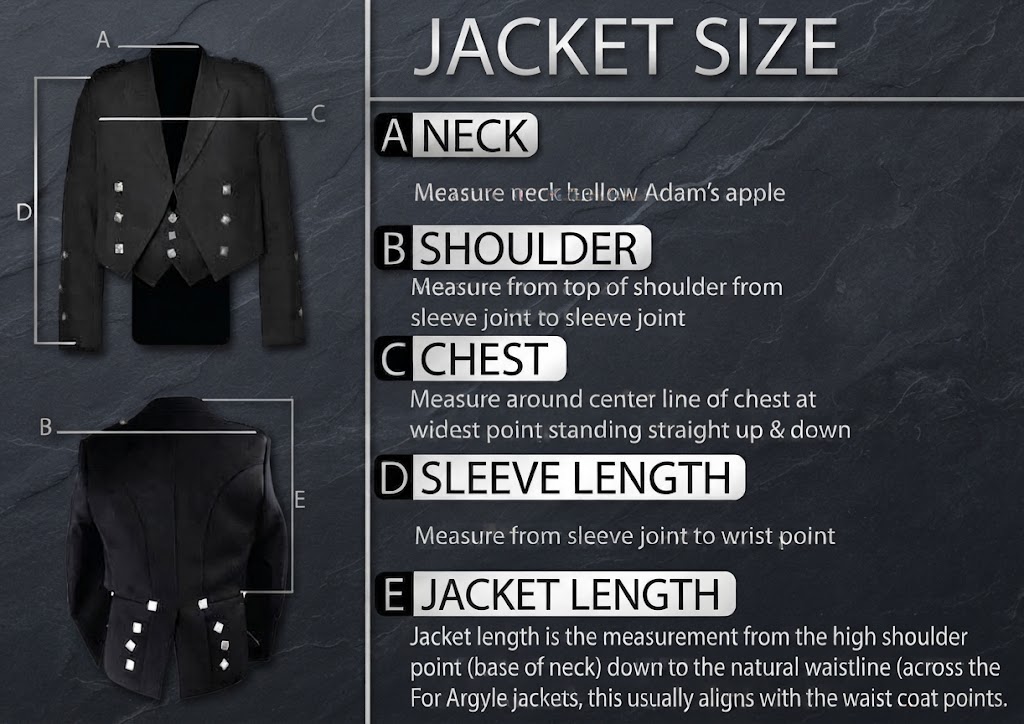 Kilt Jacket Size Guide